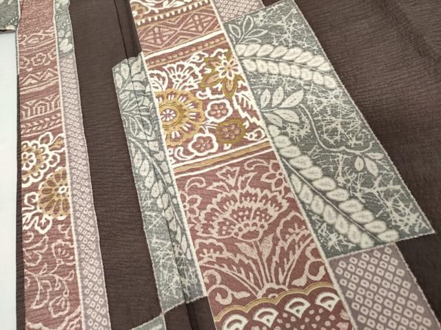 平和屋着物●訪問着　駒刺繍　色紙花文　正絹　逸品　AABN0589cs