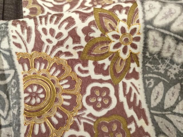 平和屋着物●訪問着　駒刺繍　色紙花文　正絹　逸品　AABN0589cs