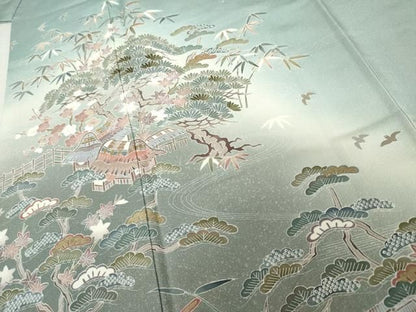 平和屋着物●豪華色留袖　作家物　立波風景文　暈し染め　正絹　逸品　AABN0591cs