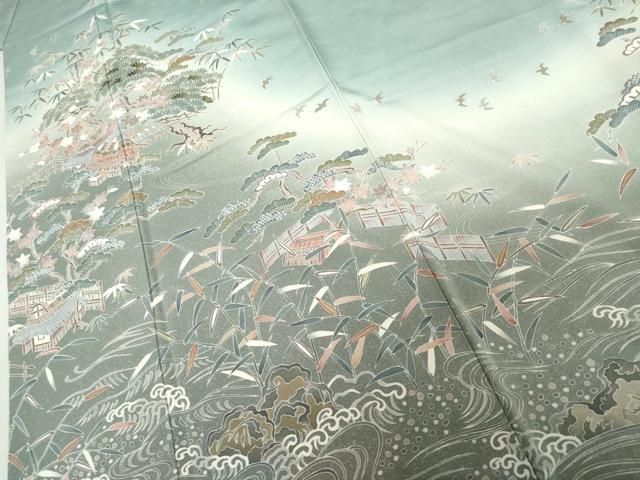 平和屋着物●豪華色留袖　作家物　立波風景文　暈し染め　正絹　逸品　AABN0591cs