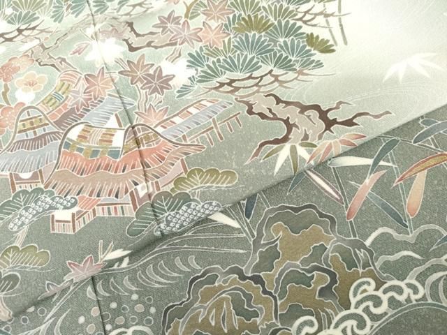 平和屋着物●豪華色留袖　作家物　立波風景文　暈し染め　正絹　逸品　AABN0591cs