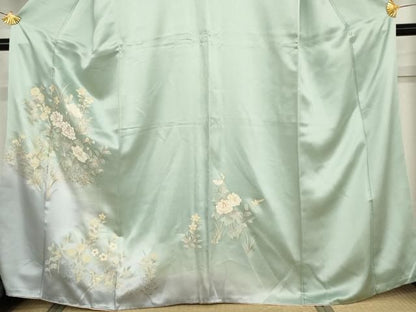 平和屋着物●訪問着　枝花文　暈し染め　金彩　正絹　逸品　AABN0593cs