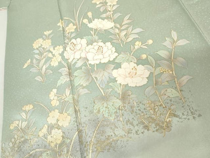 平和屋着物●訪問着　枝花文　暈し染め　金彩　正絹　逸品　AABN0593cs