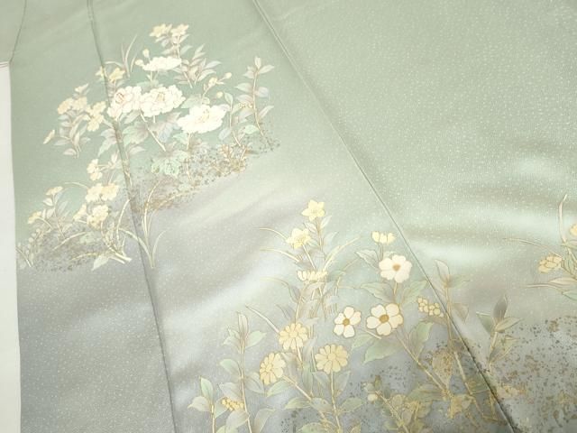 平和屋着物●訪問着　枝花文　暈し染め　金彩　正絹　逸品　AABN0593cs