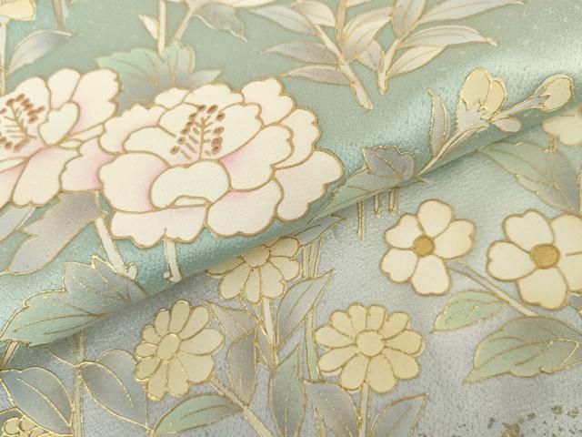 平和屋着物●訪問着　枝花文　暈し染め　金彩　正絹　逸品　AABN0593cs