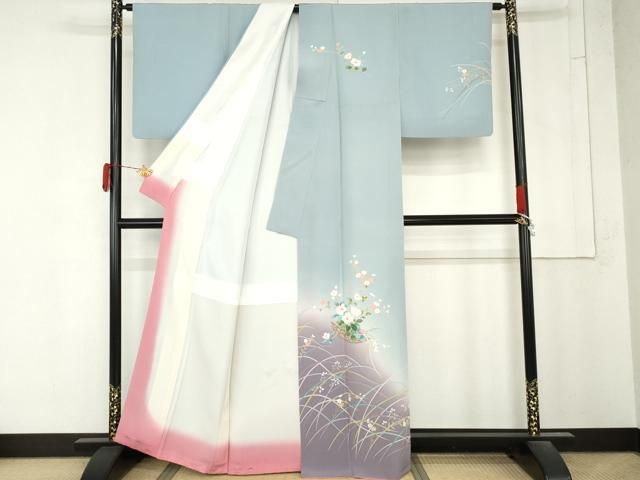 平和屋着物●訪問着　作家物　花篭文　暈し染め　正絹　逸品　AABN0600cs