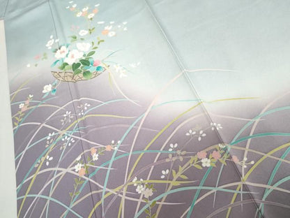 平和屋着物●訪問着　作家物　花篭文　暈し染め　正絹　逸品　AABN0600cs