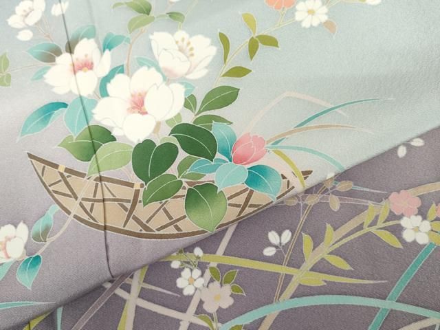 平和屋着物●訪問着　作家物　花篭文　暈し染め　正絹　逸品　AABN0600cs