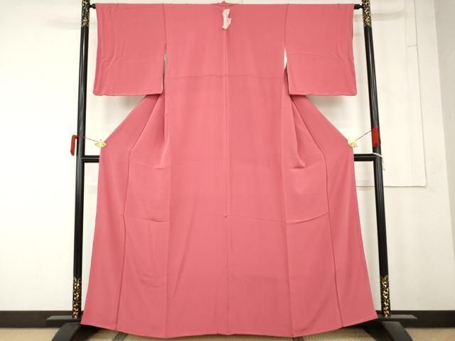 平和屋着物●上質な色無地　薔薇色　正絹　逸品　AABN0609cs