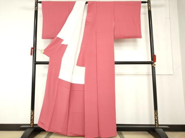 平和屋着物●上質な色無地　薔薇色　正絹　逸品　AABN0609cs