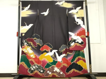 平和屋着物●豪華振袖　飛鶴桜松文　暈し染め　金彩　やまと誂製　正絹　逸品　AABN0614cs