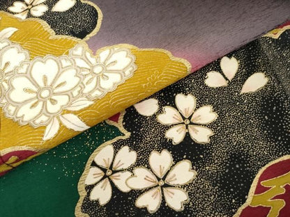 平和屋着物●豪華振袖　飛鶴桜松文　暈し染め　金彩　やまと誂製　正絹　逸品　AABN0614cs