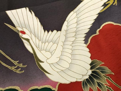 平和屋着物●豪華振袖　飛鶴桜松文　暈し染め　金彩　やまと誂製　正絹　逸品　AABN0614cs