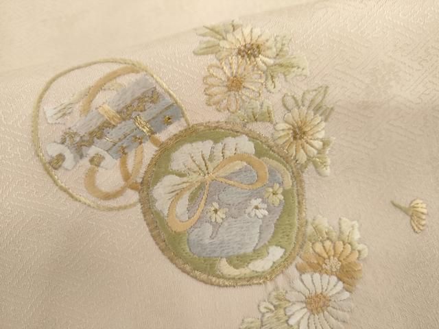 平和屋着物●訪問着　総刺繍　花宝尽くし　金糸　正絹　逸品　AABN0616cs