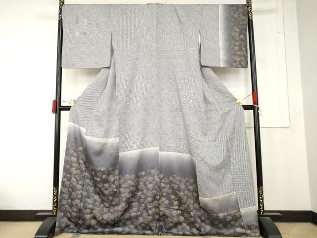 平和屋着物●訪問着　総絞り　蔦の葉文　暈し染め　金糸　金彩　正絹　逸品　AABN0617cs