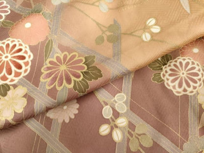 平和屋着物●訪問着　作家物　刺繍　枝垂れ花文　暈し染め　金彩　正絹　逸品　AABN0620cs