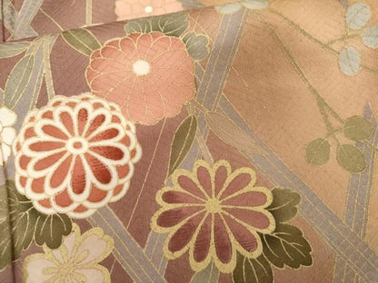 平和屋着物●訪問着　作家物　刺繍　枝垂れ花文　暈し染め　金彩　正絹　逸品　AABN0620cs