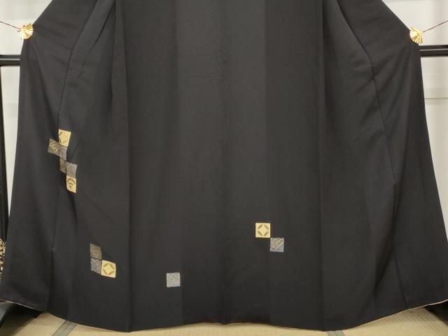 平和屋着物●訪問着　竹屋町刺繍　吉祥文　黒地　金彩　正絹　逸品　AABN0621cs