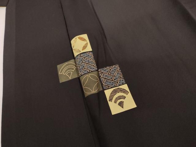 平和屋着物●訪問着　竹屋町刺繍　吉祥文　黒地　金彩　正絹　逸品　AABN0621cs