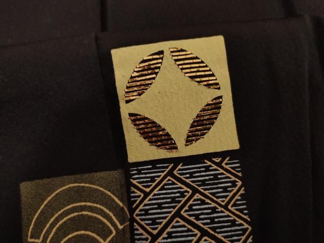 平和屋着物●訪問着　竹屋町刺繍　吉祥文　黒地　金彩　正絹　逸品　AABN0621cs