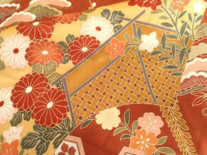 平和屋着物●豪華振袖　御所車地紙吉祥花文　暈し染め　金彩　正絹　逸品　AABN0622cs