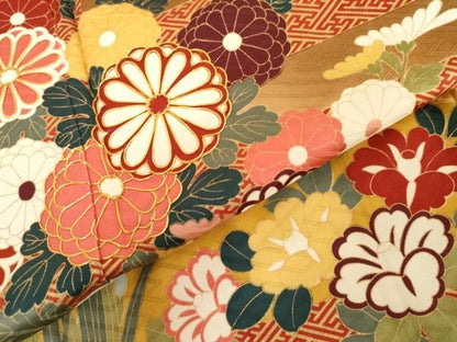 平和屋着物●豪華振袖　駒刺繍　草木染　エ霞松竹梅文　暈し染め　金彩　正絹　逸品　AABN0623cs