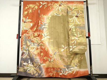 平和屋着物●豪華振袖　辻が花　鳳凰　暈し染め　金彩　正絹　逸品　AABN0624cs