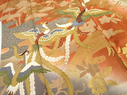 平和屋着物●豪華振袖　辻が花　鳳凰　暈し染め　金彩　正絹　逸品　AABN0624cs
