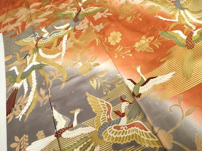 平和屋着物●豪華振袖　辻が花　鳳凰　暈し染め　金彩　正絹　逸品　AABN0624cs