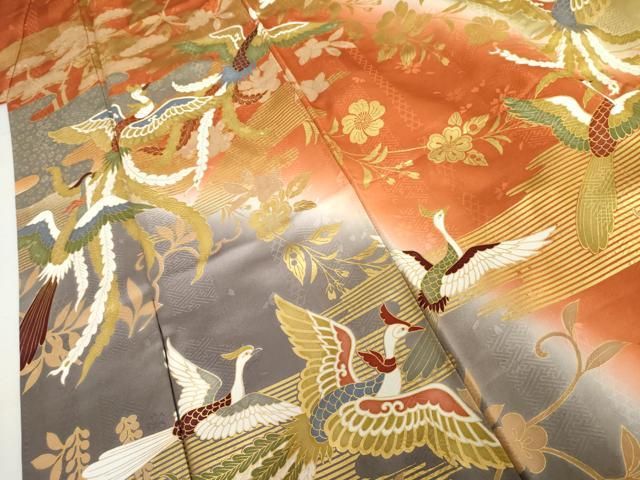 平和屋着物●豪華振袖　辻が花　鳳凰　暈し染め　金彩　正絹　逸品　AABN0624cs