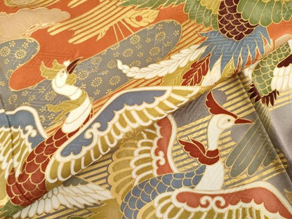 平和屋着物●豪華振袖　辻が花　鳳凰　暈し染め　金彩　正絹　逸品　AABN0624cs