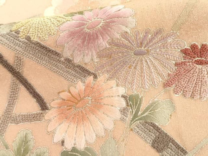 平和屋着物●中国三大刺繍　相良刺繍　訪問着　籬枝花文　暈し染め　銀彩　正絹　逸品　AABN0627cs