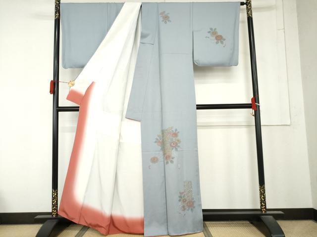 平和屋着物●中国三大刺繍　スワトウ刺繍　汕頭刺繍　総刺繍　訪問着　草花文　金糸　正絹　逸品　AABN0628cs