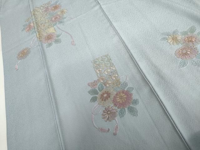 平和屋着物●中国三大刺繍　スワトウ刺繍　汕頭刺繍　総刺繍　訪問着　草花文　金糸　正絹　逸品　AABN0628cs