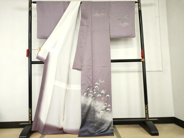 平和屋着物●訪問着　飛鳥立波風景文　暈し染め　金銀彩　正絹　逸品　AABN0629cs
