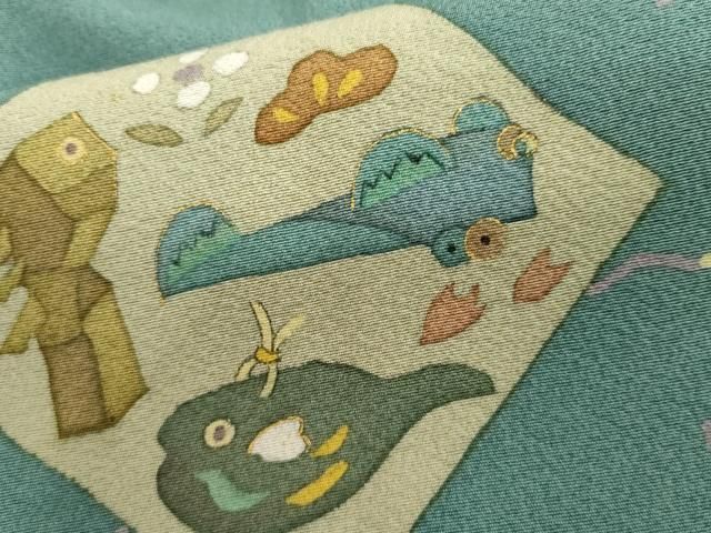 平和屋着物●訪問着　玩具動物文　金彩　正絹　逸品　AABN0631cs