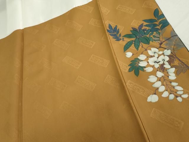 平和屋着物●二代目清次郎　手描き　訪問着　花鳥文　暈し染め　金彩　正絹　逸品　AABN0632cs