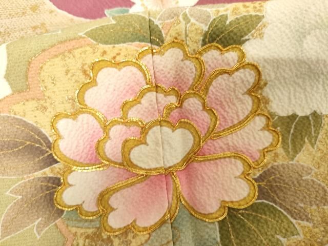 平和屋着物●豪華振袖　駒刺繍　道長花文　金彩　正絹　逸品　AABN0634cs