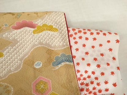 平和屋着物●豪華振袖　駒刺繍　道長花文　金彩　正絹　逸品　AABN0634cs