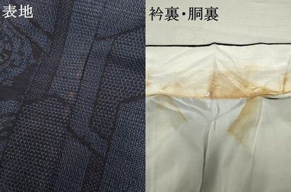 平和屋着物●結城紬　80亀甲　花絵皿文　やまと誂製　正絹　逸品　AABN0640cs