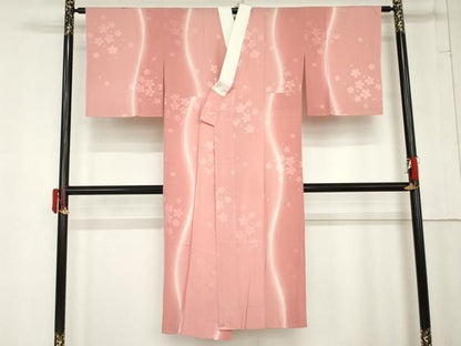 平和屋着物●長襦袢　無双仕立て　舞桜地紋　暈し染め　やまと誂製　正絹　逸品　AABN0643cs