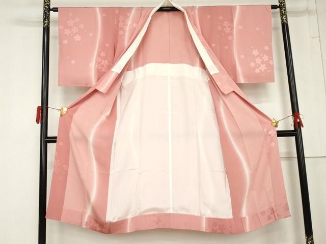 平和屋着物●長襦袢　無双仕立て　舞桜地紋　暈し染め　やまと誂製　正絹　逸品　AABN0643cs