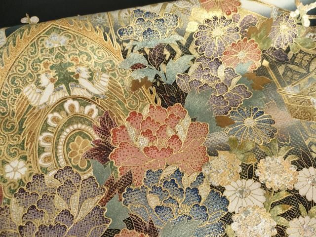 平和屋着物●豪華黒留袖　泰常　吉祥草花文　暈し染め　金銀彩　正絹　逸品　AABN0645cs