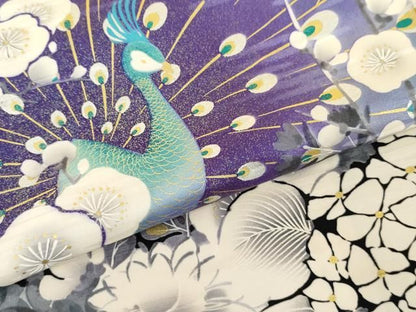平和屋着物●豪華振袖　孔雀草花文　金彩　正絹　逸品　AABN0646cs