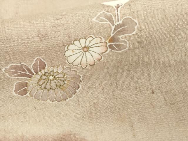 平和屋着物●訪問着　作家物　紬地　草花文　金彩　やまと誂製　正絹　逸品　AABN0651cs