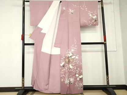 平和屋着物●訪問着　枝花文　暈し染め　金彩　正絹　逸品　AABN0658cs