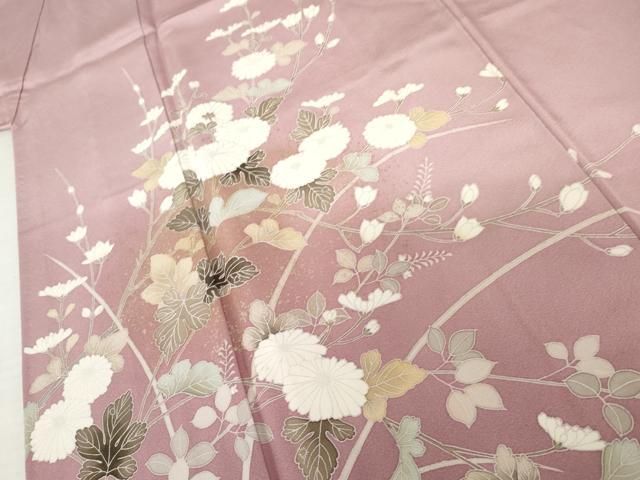 平和屋着物●訪問着　枝花文　暈し染め　金彩　正絹　逸品　AABN0658cs