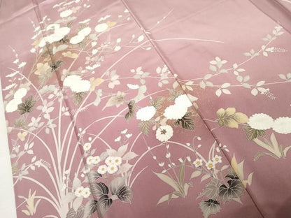 平和屋着物●訪問着　枝花文　暈し染め　金彩　正絹　逸品　AABN0658cs