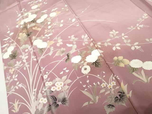 平和屋着物●訪問着　枝花文　暈し染め　金彩　正絹　逸品　AABN0658cs