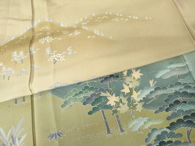 平和屋着物●訪問着　友禅　作家物　松竹梅風景文　暈し染め　正絹　逸品　AABN0660cs